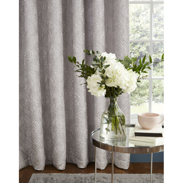 Catherine Lansfield Living Damask Metallic Pinsonic Foil Thermal Eyelet Curtains Two Panels